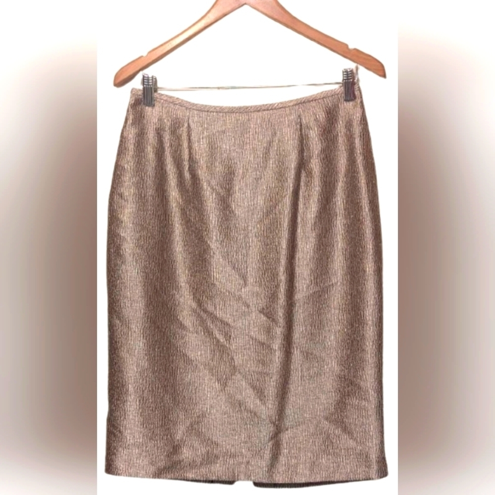 Adrianna Papell Pencil Skirt Size 8 Evening Essentials Metallic Gold